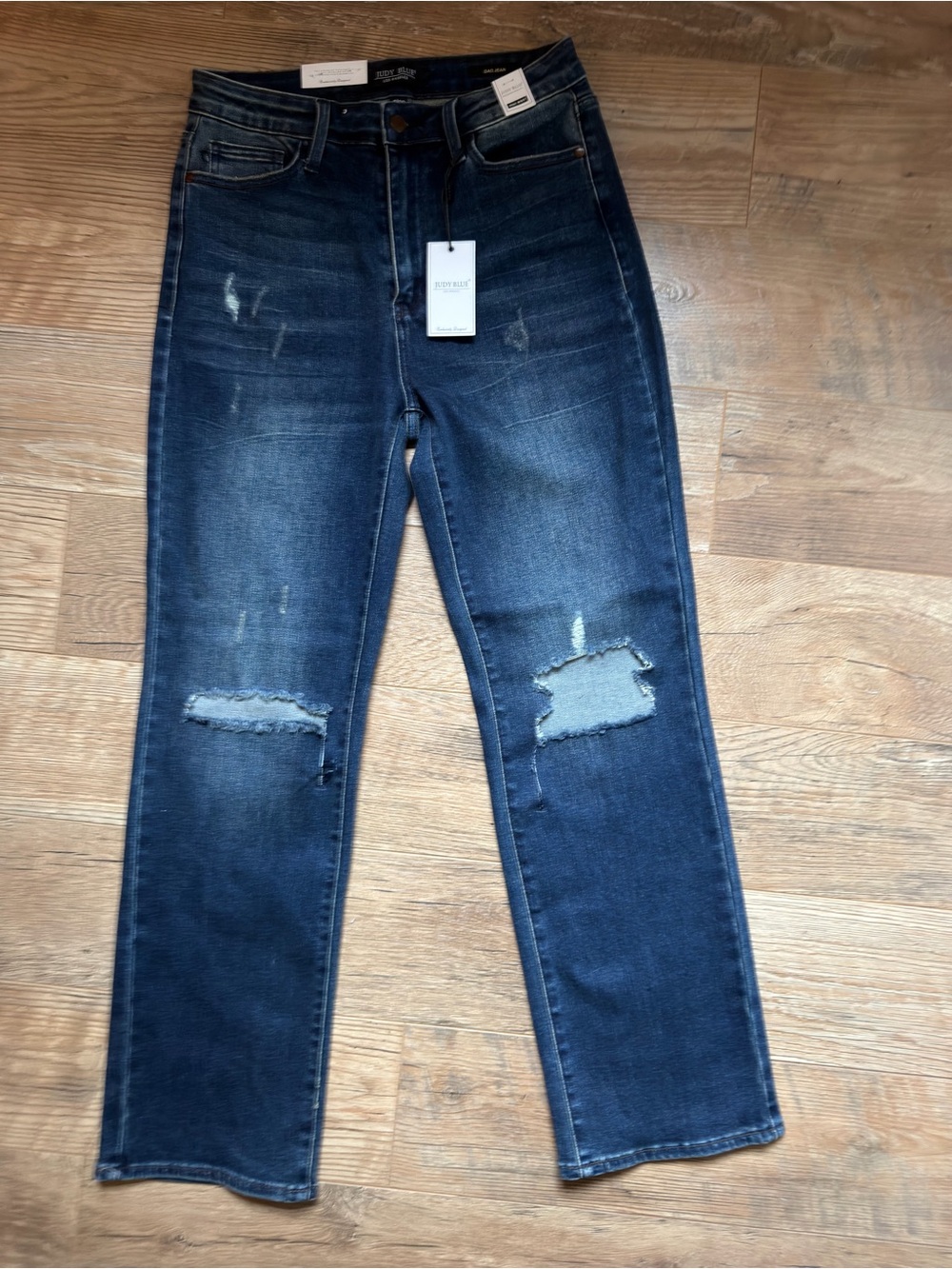 NWT Judy Blue Dark Blue Straight Leg Distressed Jeans-9/29